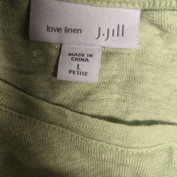 J. Jill Love Linen Sleeveless Green Top With Twist Front Large Petite - Picture 3 of 4